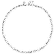 ladies silver oval and round link necklace for layering