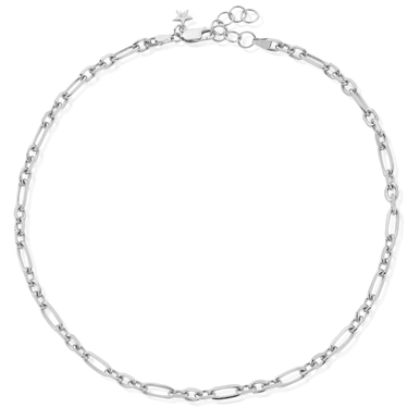 ladies silver oval and round link necklace for layering