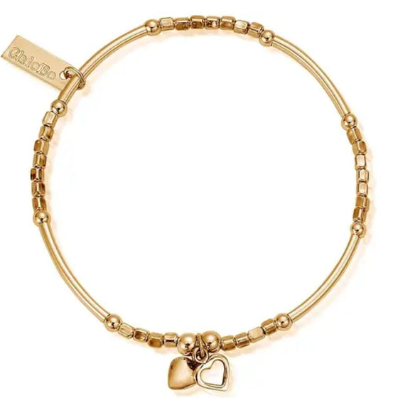 ChloBo Cube Double Heart Bracelet - Gold