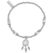 ladies silver beaded bracelet with dream catcher charm