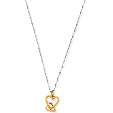 Necklace with a gold heart-shaped pendant on a white background
