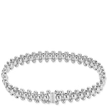 Silver beaded bracelet on a white background