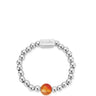Silver beaded ring with a single orange bead on a white background, featuring the ChloBo brand.