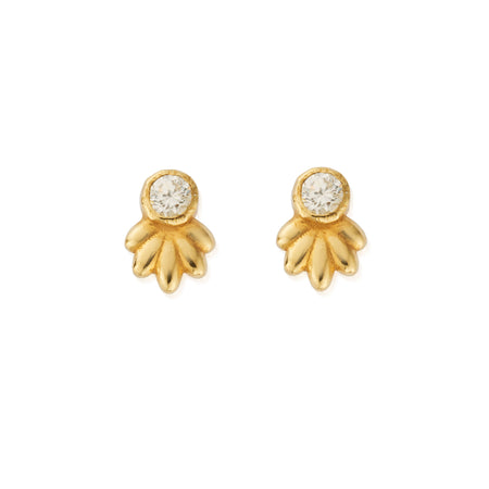 ChloBo Glistening Flower Bud Stud Earrings - Gold