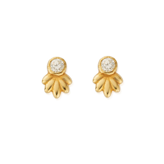 chlobo-glistening-flower-bud-stud-earrings-gold