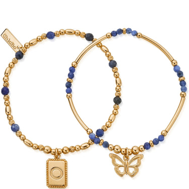 ChloBo New Beginning Sodalite Bracelet Set - Gold