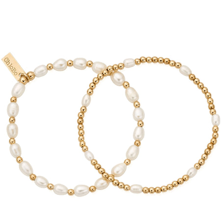 ChloBo Pearl Bracelet Set - Gold