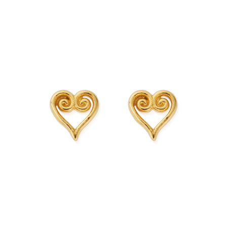 ChloBo Scroll Heart Stud Earrings - Gold