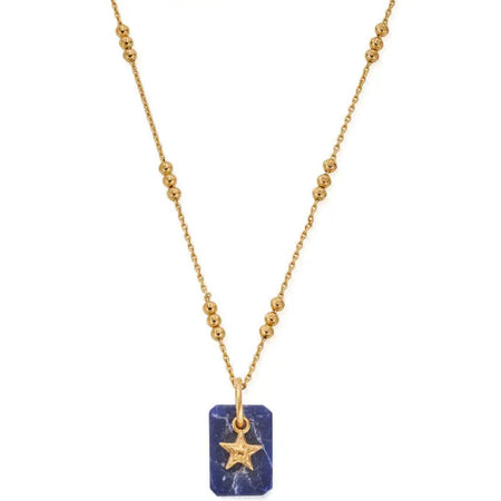 ChloBo Sodalite Star Triple Bobble Chain Necklace - Gold