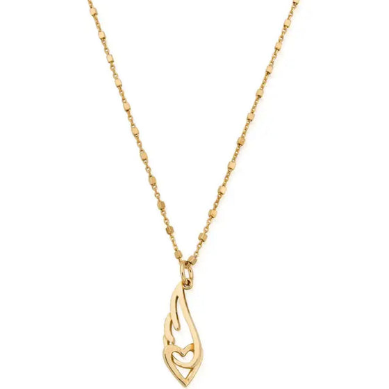 ChloBo Soul Glow Interlocking Heart & Angel Wing Necklace - Gold