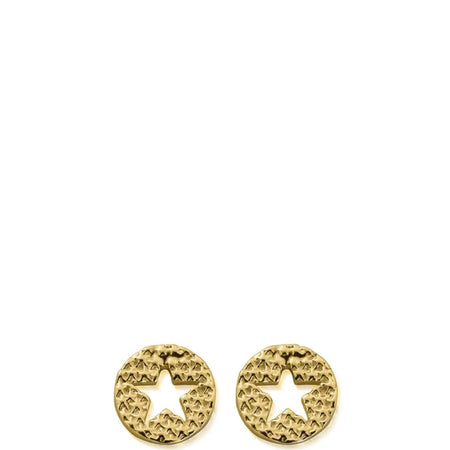 ChloBo Sparkle Star In Circle Stud Earrings - Gold