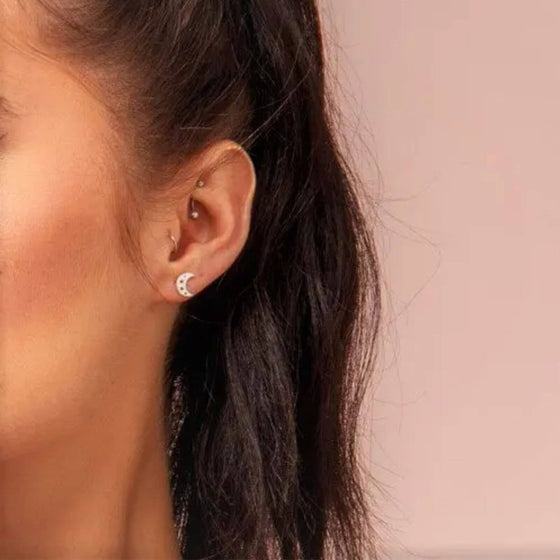 ChloBo Starry Moon Stud Earrings - Gold