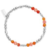 Bracelet with silver beads and orange and pink beads on a white background