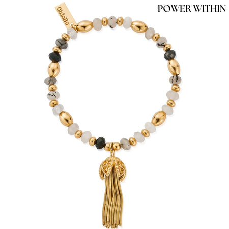 ChloBo Tassel Of Joy Black Rutilated Quartz Bracelet - Gold