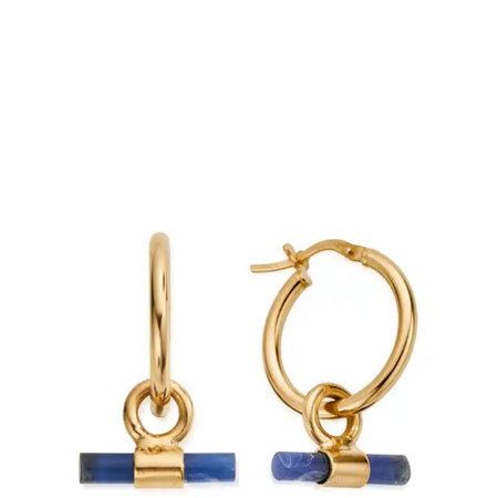 ChloBo T-Bar Sodalite Hoop Earrings - Gold