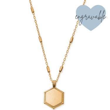 ChloBo Tube Chain Hexagon Coin Pendant Necklace - Gold