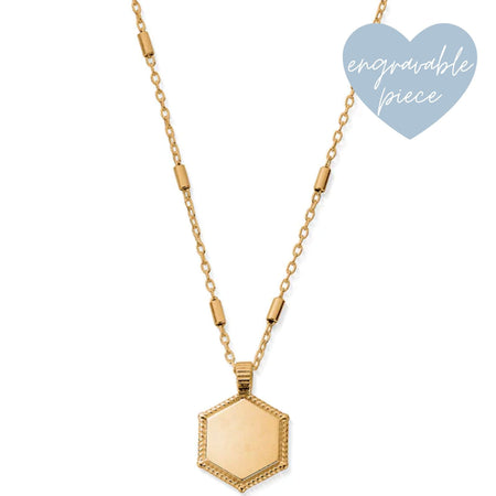 ChloBo Tube Chain Hexagon Coin Pendant Necklace - Gold