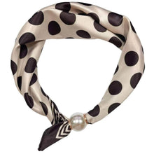 Chocolate Brown & Beige Dotty Print Pearl Neck Scarf