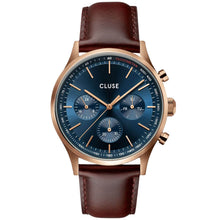 cluse-antheor-multifunction-brown-leather-watch-blue
