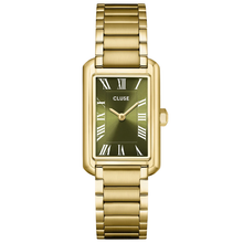 ladies gold watch with green dial
