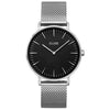 Cluse Boho Chic Silver Mesh Watch - Black