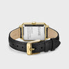 Cluse Fluette Gold Rectangle Face Black Leather Strap Watch