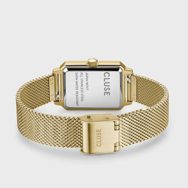Cluse Fluette Gold Rectangle Face Watch - White