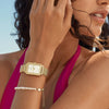 Cluse Fluette Gold Rectangle Face Watch - White