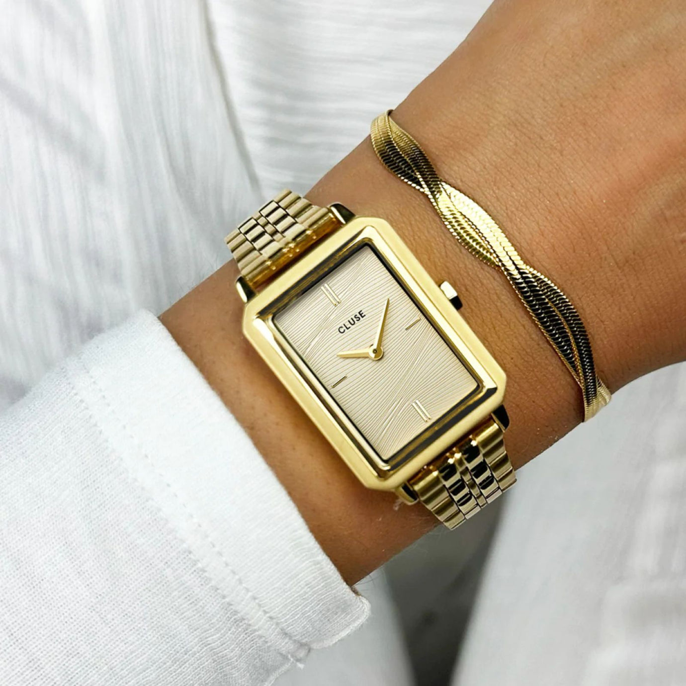 Cluse Fluette Gold Watch Gold Texture Dial