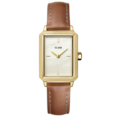 Cluse Fluette Gold Watch - Tan Leather Strap