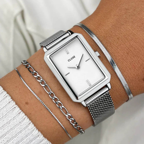 Cluse Fluette Silver White Watch
