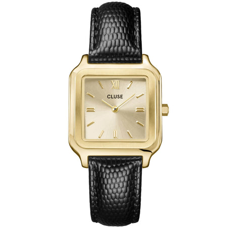 Cluse Gracieuse Gold Black Leather Strap Watch