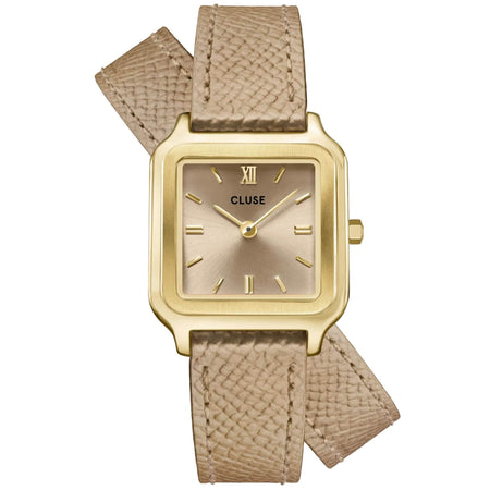 Cluse Gracieuse Petite Gold Watch - Double Tan Leather Strap