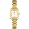 ladies small square dial gold watch with white face
