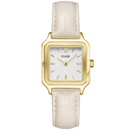 Cluse Gracieuse Petite Cream Leather Strap Gold Watch