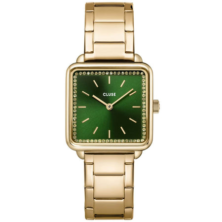 Cluse La Tetragone Gold Bracelet Square Watch - Green