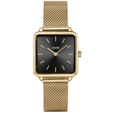 Cluse La Tetragone Gold Mesh Black Square Watch