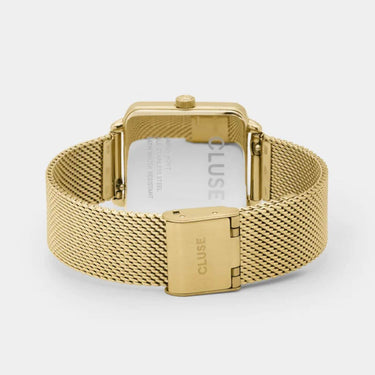 Cluse La Tetragone Gold Mesh Black Square Watch