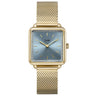 Cluse La Tetragone Gold Mesh Square Watch - Light Blue