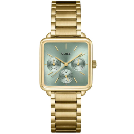 Cluse La Tetragone Gold Square Watch - Sage Green