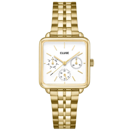 Cluse La Tetragone Gold Square Watch - White