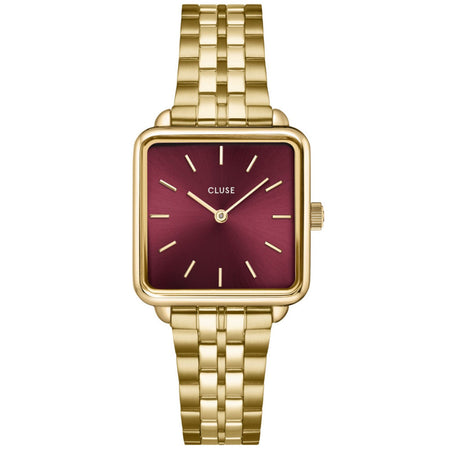 Cluse La Tetragone Two Tone Square Watch - Dark Cherry