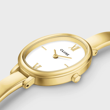 ladies-gold-oval -watch-with simple fine-metal-strap