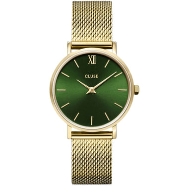 Cluse Minuit Gold Mesh Watch - Green