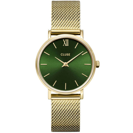 Cluse Minuit Gold Mesh Watch - Green