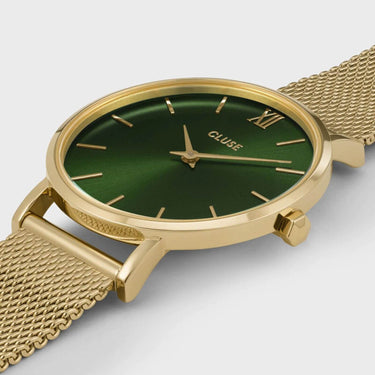 Cluse Minuit Gold Mesh Watch - Green