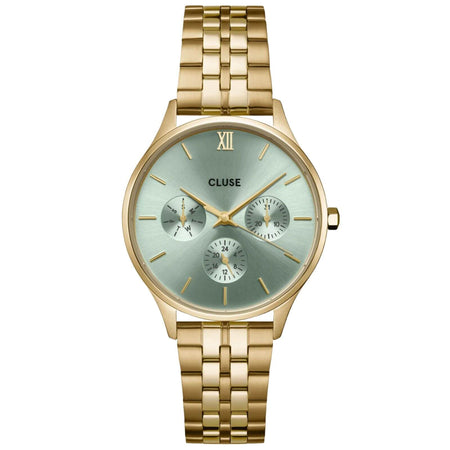 Cluse Minuit Multifunction Gold Watch - Sage Green