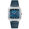 cluse-quadrus-multifunction-leather-watch-silver-blue