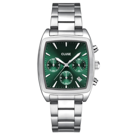 Cluse Quartaut Chrono Steel Silver Watch - Green