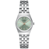 ladies small round dial watch with green face
